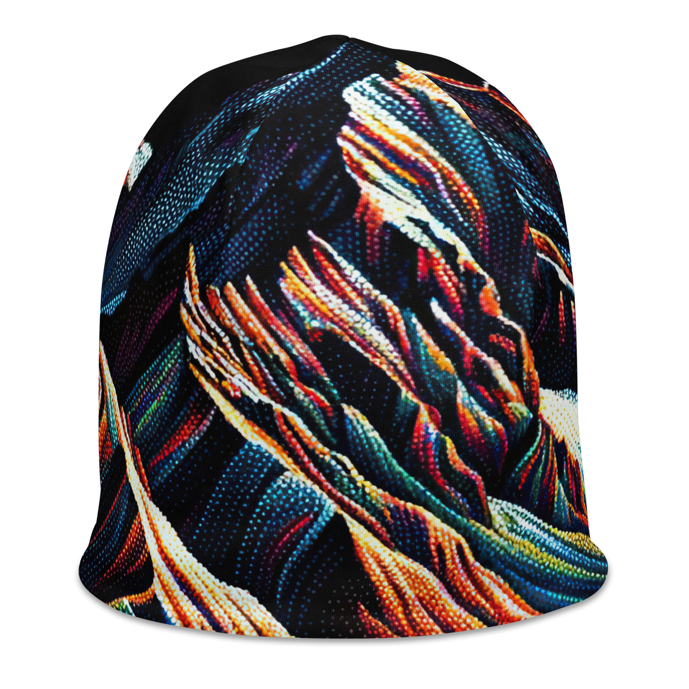 Pointillistische Darstellung der Alpen, Farbpunkte formen die Landschaft - Beanie (All-Over Print) berge xxx yyy zzz