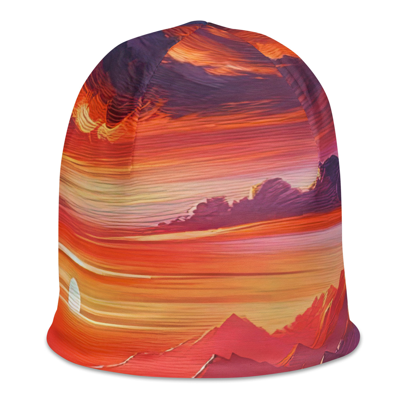 Ölgemälde der Alpenlandschaft im ätherischen Sonnenuntergang, himmlische Farbtöne - Beanie (All-Over Print) berge xxx yyy zzz