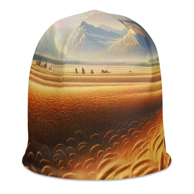 Ölgemälde eines bayerischen Weizenfeldes, endlose goldene Halme (TR) - Beanie (All-Over Print) xxx yyy zzz