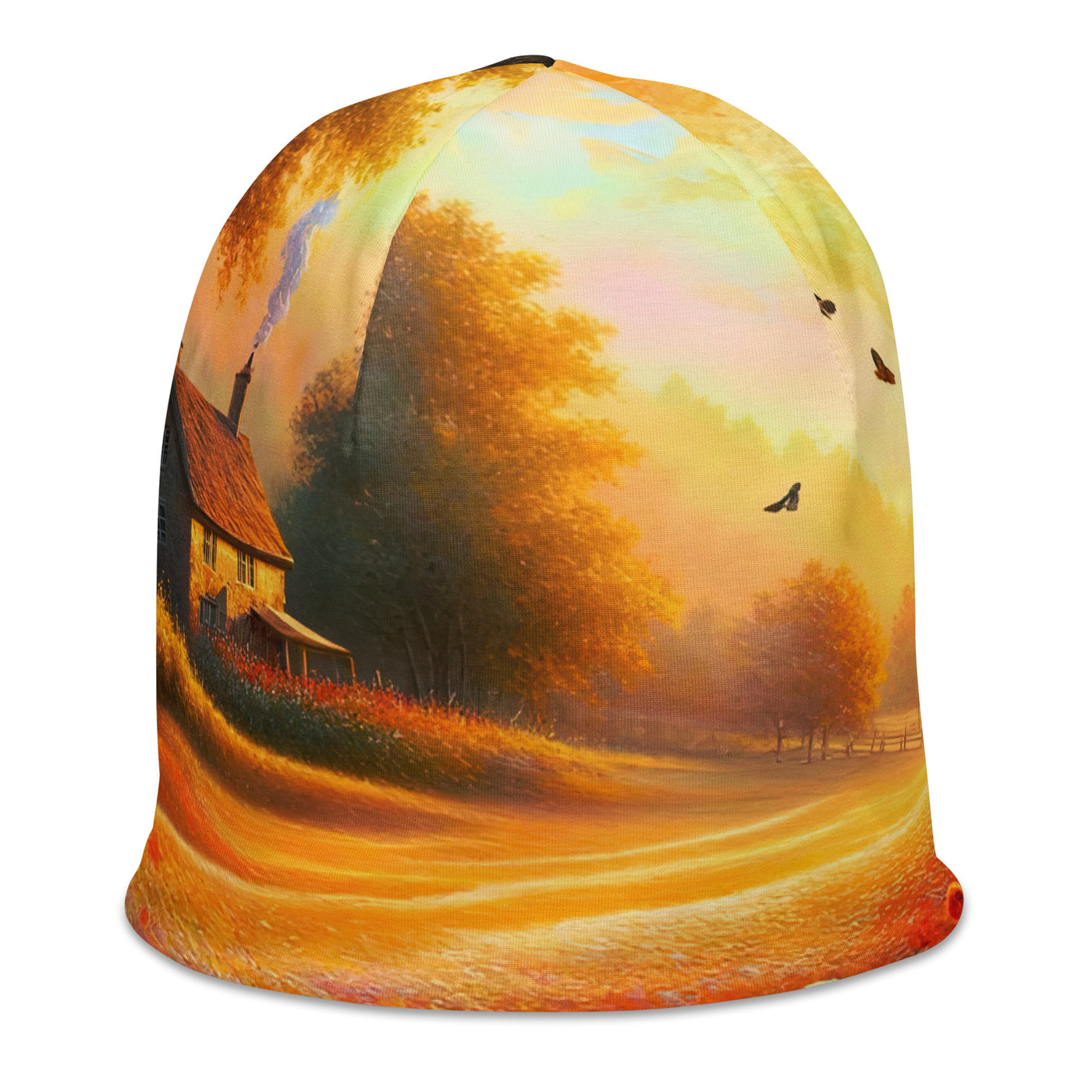 Ölgemälde eines Blumenfeldes im Sonnenuntergang, leuchtende Farbpalette - Beanie (All-Over Print) camping xxx yyy zzz