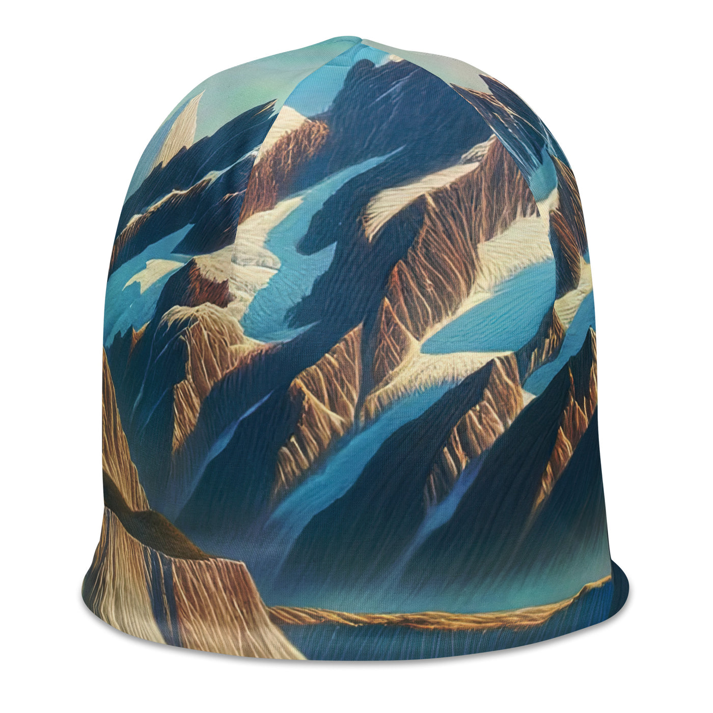 Ölgemälde eines unberührten Sees, der die Bergkette spiegelt - Beanie (All-Over Print) berge xxx yyy zzz