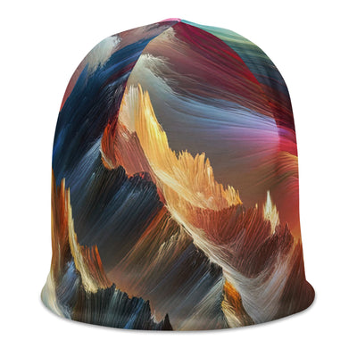 Lebendige abstrakte Alpendarstellung in populärem Kunststil - Beanie (All-Over Print) berge xxx yyy zzz