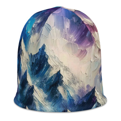 Alpenabstraktion mit dramatischem Himmel in Öl - Beanie (All-Over Print) berge xxx yyy zzz