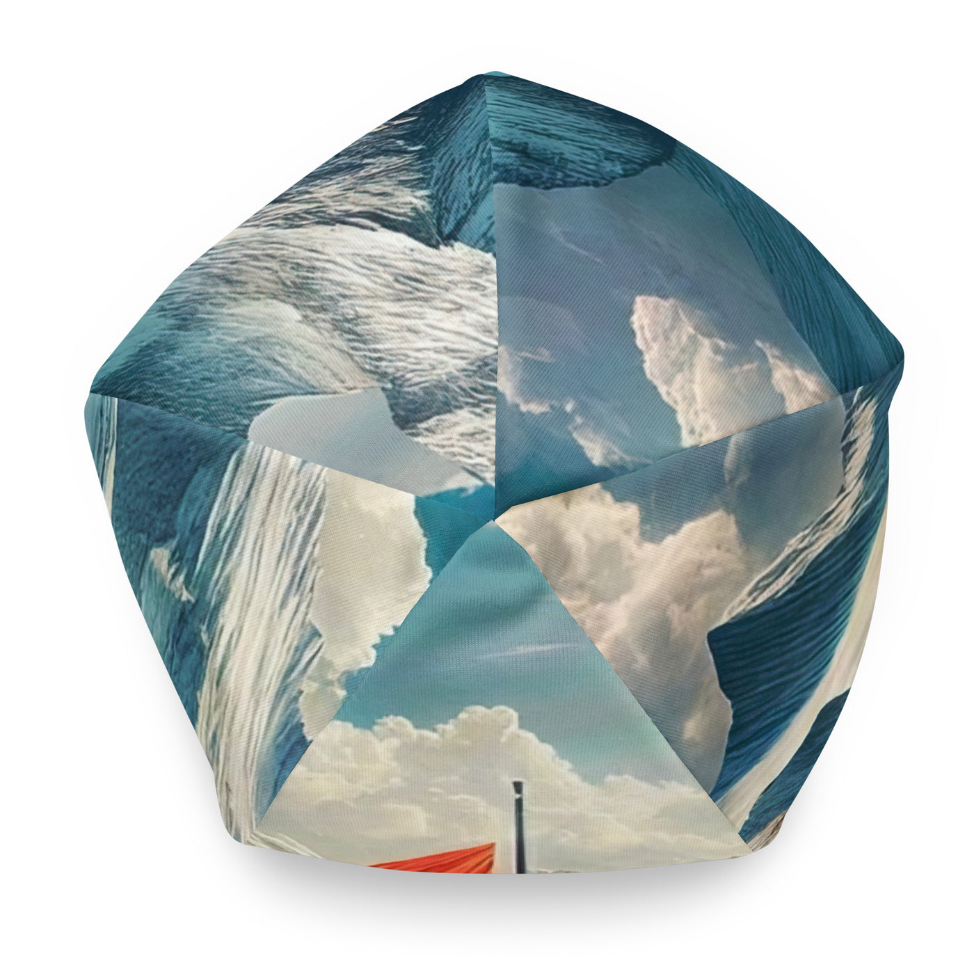 Ultraepische, fotorealistische Darstellung der Schweizer Alpenlandschaft mit Schweizer Flagge - Beanie (All-Over Print) berge xxx yyy zzz