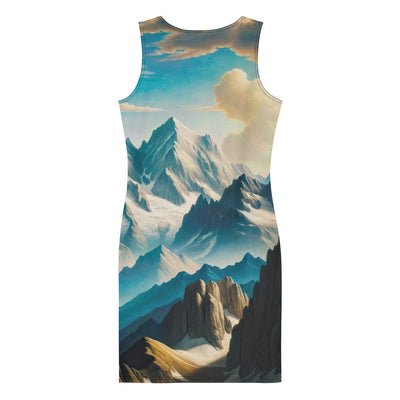 Ein Gemälde von Bergen, das eine epische Atmosphäre ausstrahlt. Kunst der Frührenaissance - Langes Damen Kleid (All-Over Print) berge xxx yyy zzz