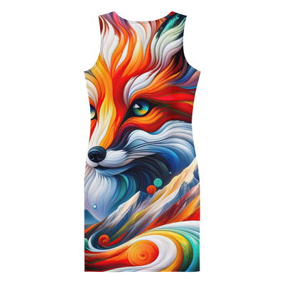 Abstrakte Kunst der Alpen voller lebendiger Farben und dynamischer Bewegung. Es dominiert ein farbiger Fuchs - Langes Damen Kleid (All-Over Print) camping xxx yyy zzz