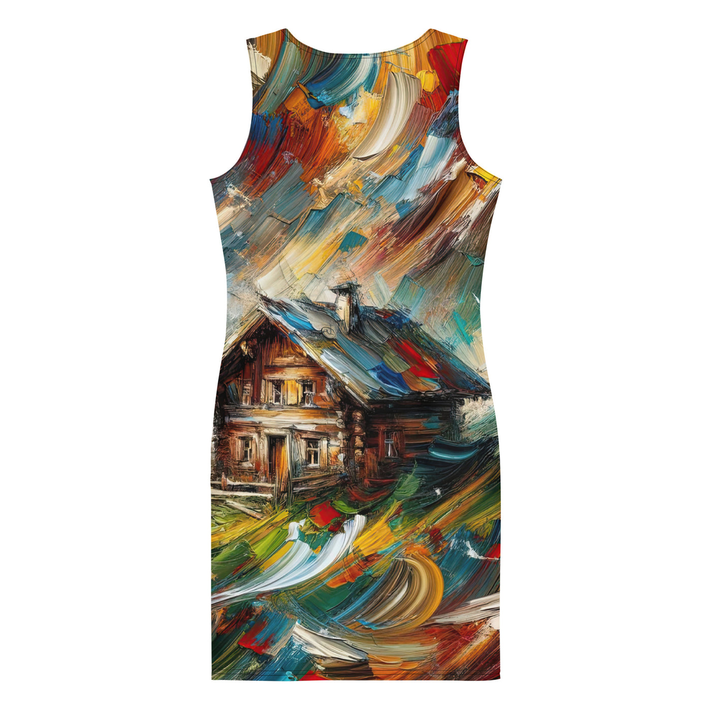 Expressionistisches Farbchaos der Alpen und Schönheit der Berge - Abstrakt - Langes Damen Kleid (All-Over Print) berge xxx yyy zzz