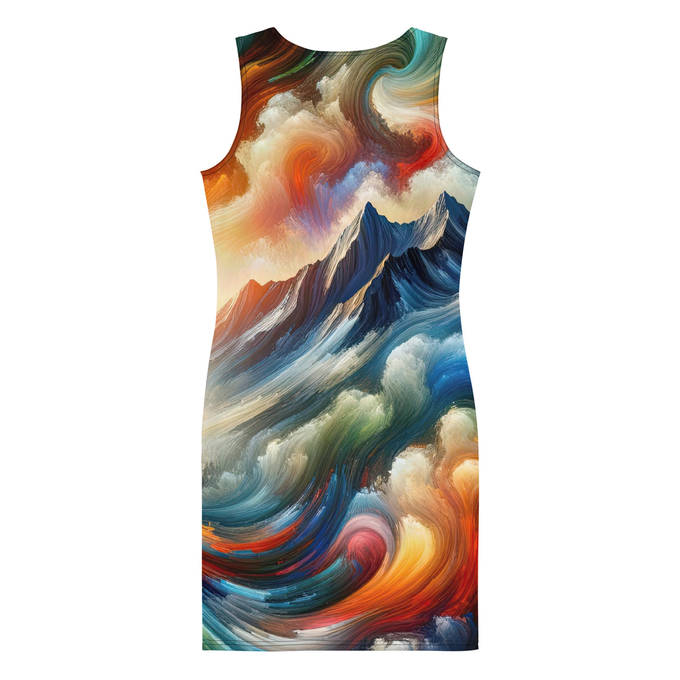 Lebendige Alpen und Bären Sillhouette über Berggipfel - Abstraktes Gemälde - Langes Damen Kleid (All-Over Print) camping xxx yyy zzz