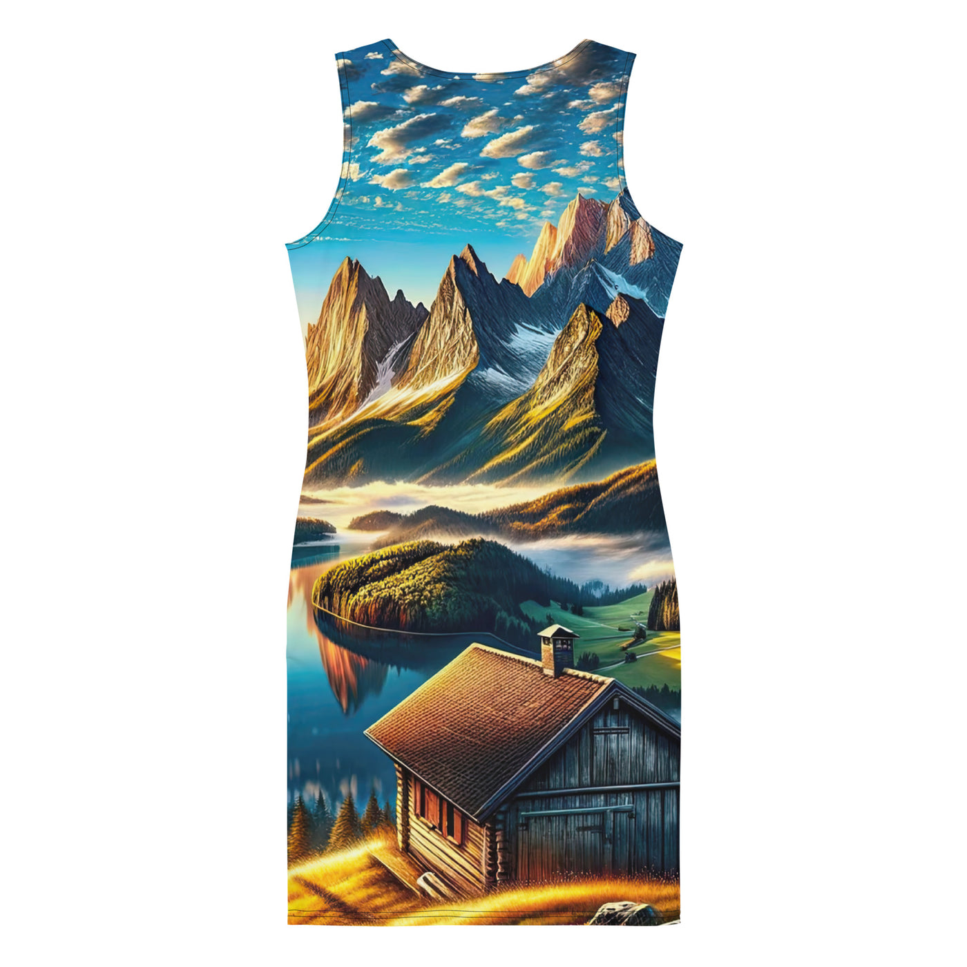 Alpen Gebirge im Morgenlicht: Kunstwerk mit Deutsche Flagge - Langes Damen Kleid (All-Over Print) berge xxx yyy zzz