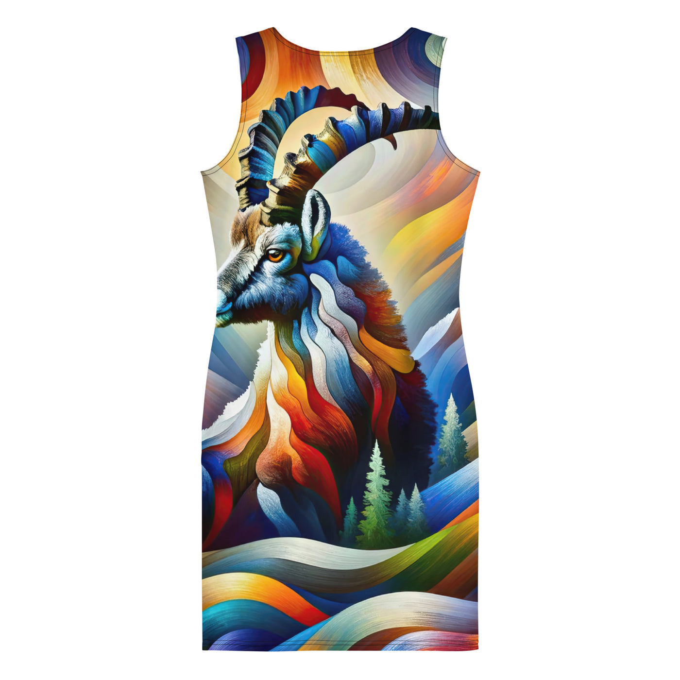 Alpiner Steinbock: Abstrakte Farbflut und lebendige Berge - Langes Damen Kleid (All-Over Print) berge xxx yyy zzz