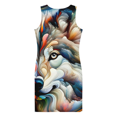 Abstrakte Kunst der Alpen mit einem Wolf. Chaotischer Tanz aus Farben und Formen. Surreale Landschaft (AN) - Langes Damen Kleid (All-Over Print) xxx yyy zzz