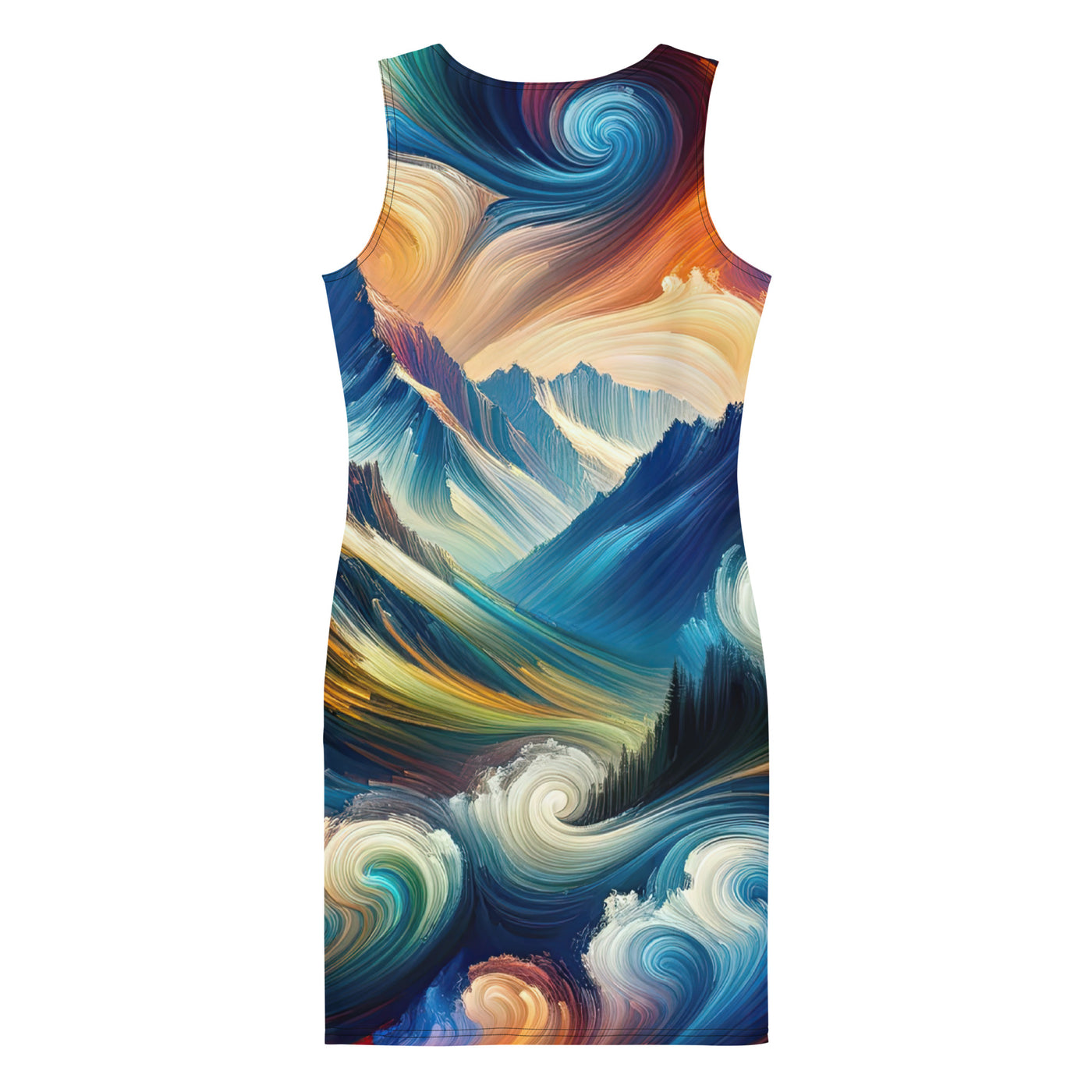 Abstrakte Kunst der Alpen mit lebendigen Farben und wirbelnden Mustern, majestätischen Gipfel und Täler - Langes Damen Kleid (All-Over Print) berge xxx yyy zzz