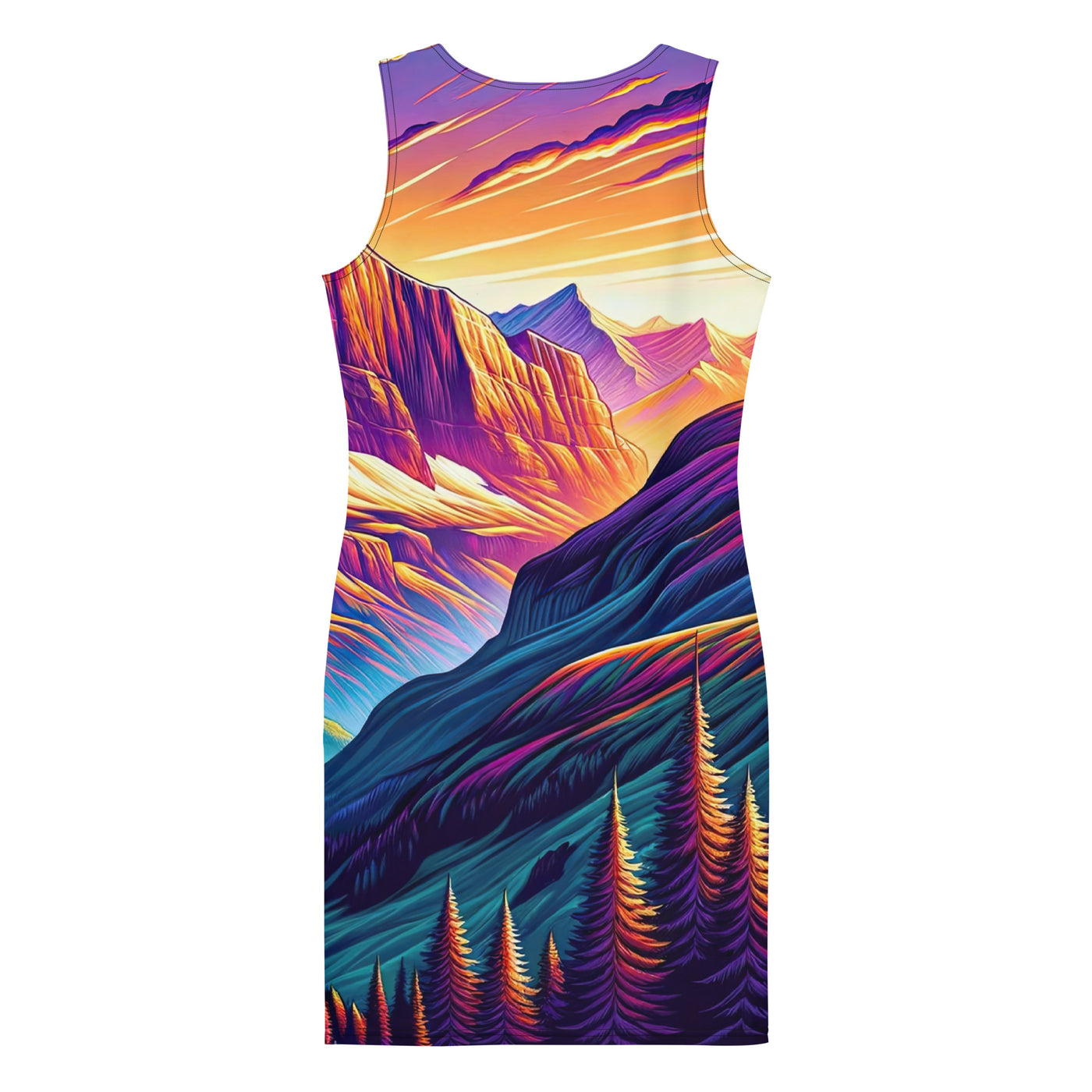 Bergpracht mit Schweizer Flagge: Farbenfrohe Illustration einer Berglandschaft - Langes Damen Kleid (All-Over Print) berge xxx yyy zzz