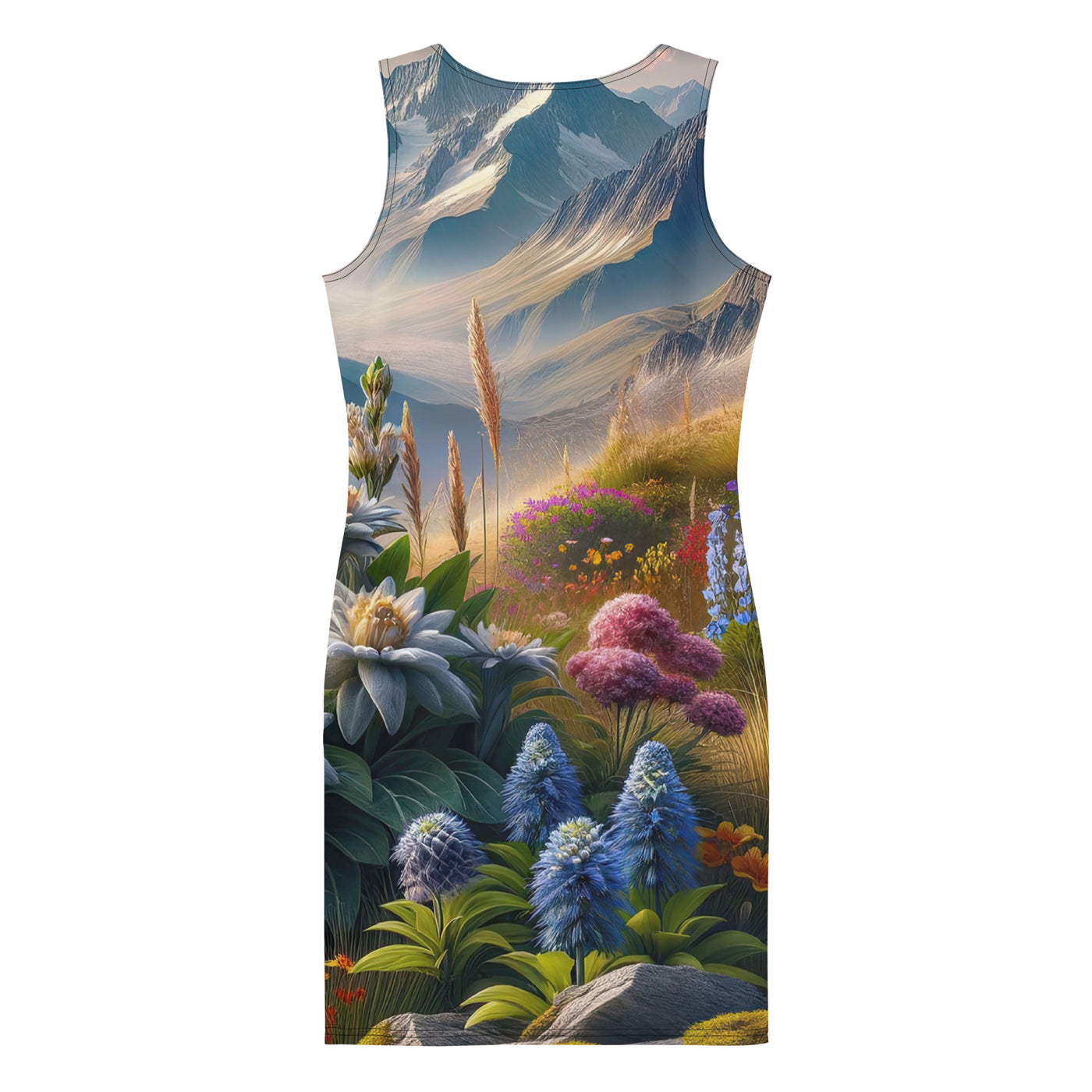 Alpine Flora: Digitales Kunstwerk mit lebendigen Blumen - Langes Damen Kleid (All-Over Print) berge xxx yyy zzz