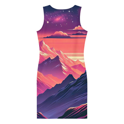 Fuchs im dramatischen Sonnenuntergang: Digitale Bergillustration in Abendfarben - Langes Damen Kleid (All-Over Print) camping xxx yyy zzz