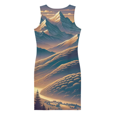 Alpen-Morgendämmerung, erste Sonnenstrahlen auf Schneegipfeln - Langes Damen Kleid (All-Over Print) berge xxx yyy zzz