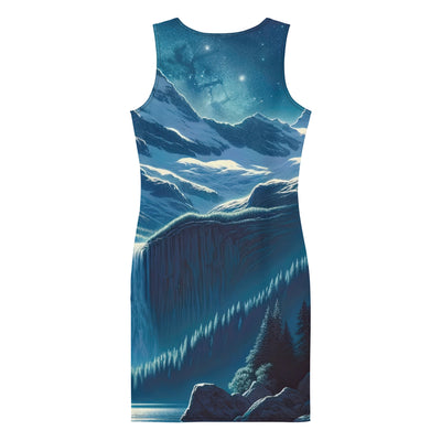 Legendäre Alpennacht, Mondlicht-Berge unter Sternenhimmel - Langes Damen Kleid (All-Over Print) berge xxx yyy zzz