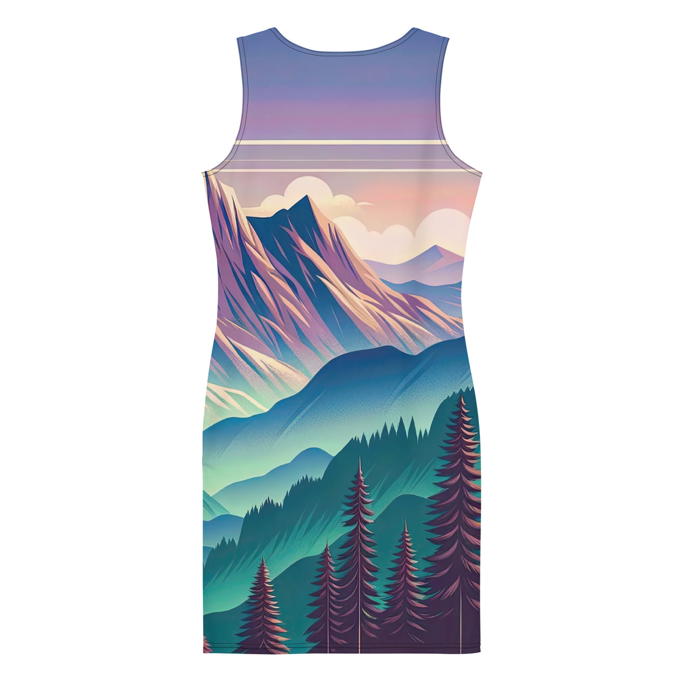 Harmonische Berglandschaft mit Schweizer Flagge auf Gipfel - Langes Damen Kleid (All-Over Print) berge xxx yyy zzz