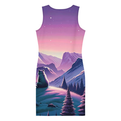 Bezaubernder Alpenabend mit Bär, lavendel-rosafarbener Himmel (AN) - Langes Damen Kleid (All-Over Print) xxx yyy zzz