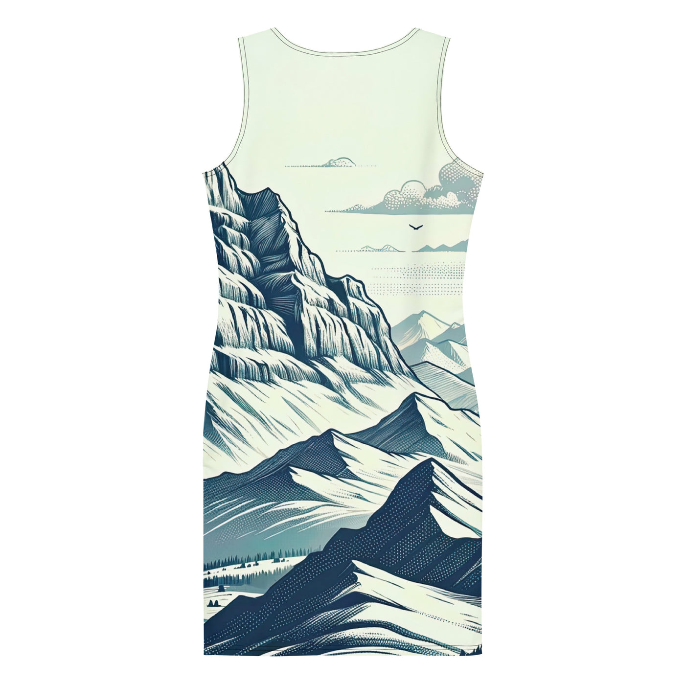 Ausgedehnte Bergkette mit dominierendem Gipfel und wehender Schweizer Flagge - Langes Damen Kleid (All-Over Print) berge xxx yyy zzz