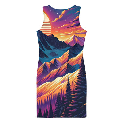 Lebendiger Alpen-Sonnenuntergang, schneebedeckte Gipfel in warmen Tönen - Langes Damen Kleid (All-Over Print) berge xxx yyy zzz