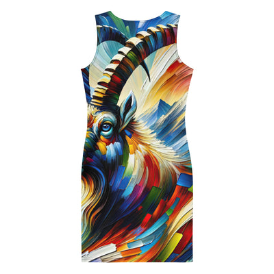 Alpen-Ölgemälde mit kräftigen Farben und Bergsteinbock in lebendiger Szenerie - Langes Damen Kleid (All-Over Print) berge xxx yyy zzz