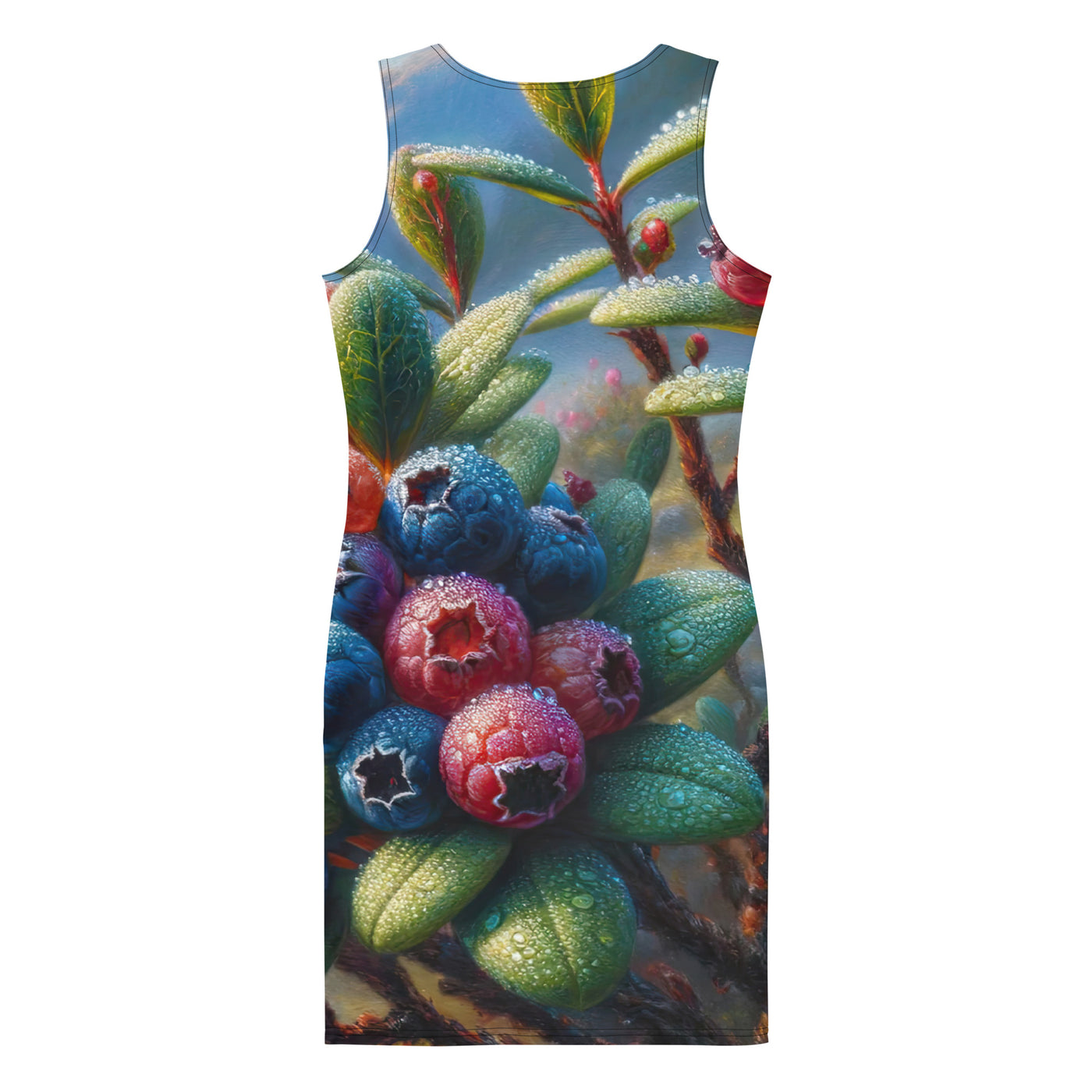 Ölgemälde einer Nahaufnahme von Alpenbeeren in satten Farben und zarten Texturen - Langes Damen Kleid (All-Over Print) wandern xxx yyy zzz