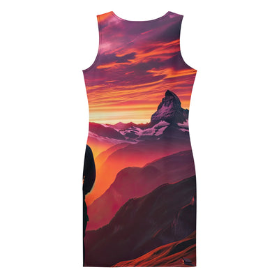 Foto der Schweizer Alpen im Sonnenuntergang, Himmel in surreal glänzenden Farbtönen - Langes Damen Kleid (All-Over Print) wandern xxx yyy zzz