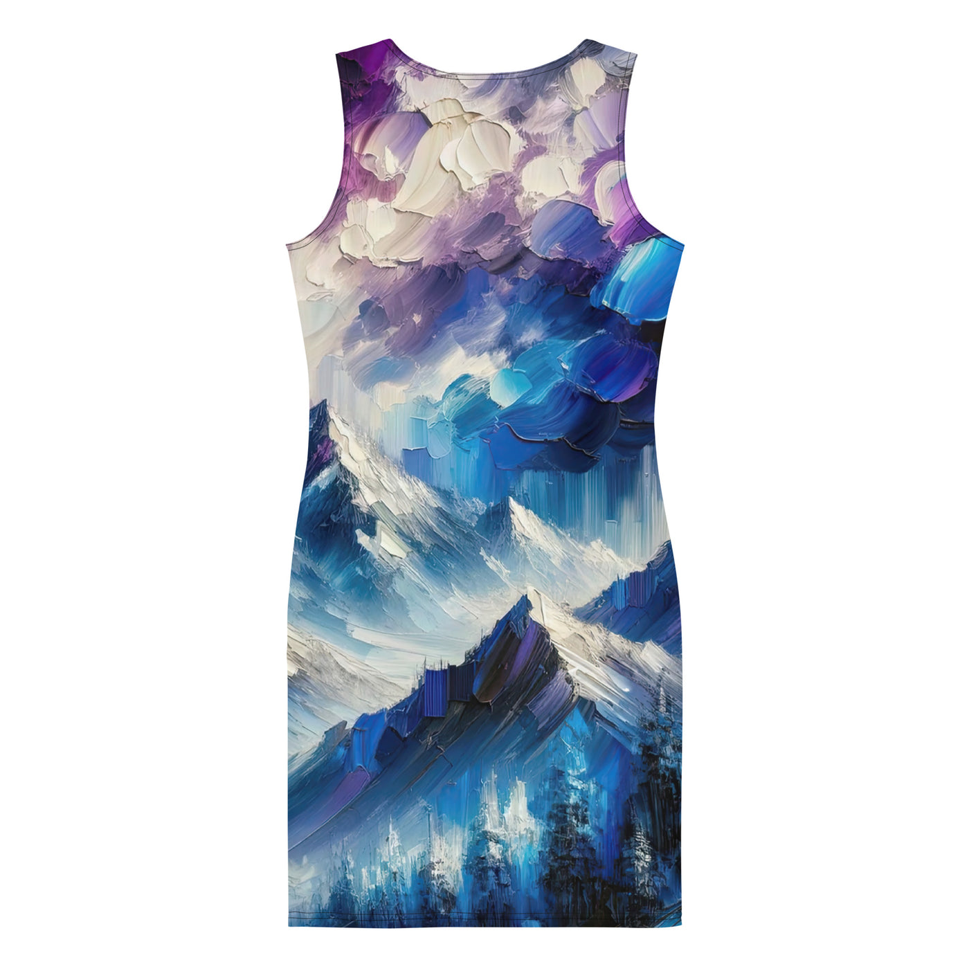 Alpenabstraktion mit dramatischem Himmel in Öl - Langes Damen Kleid (All-Over Print) berge xxx yyy zzz