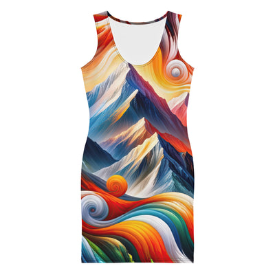 Abstrakte Kunst der Alpen voller lebendiger Farben und dynamischer Bewegung. Es dominiert ein farbiger Fuchs - Langes Damen Kleid (All-Over Print) camping xxx yyy zzz XL