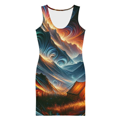 Abstrakte Kunst der Alpen, wo die Berge mit dynamischen Farben und Mustern pulsieren und eine Szene Energie schaffen - All-Over Print camping xxx yyy zzz XL