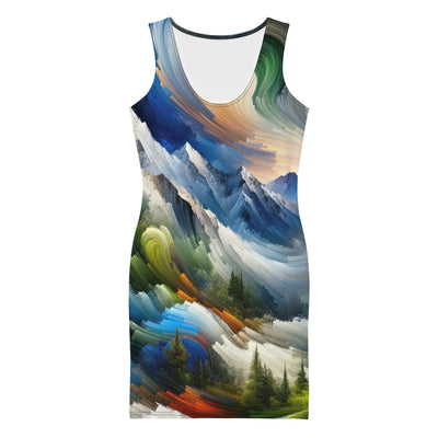 Abstrakte Alpen & Eisbär Kunst in dynamischen Farben - Langes Damen Kleid (All-Over Print) camping xxx yyy zzz XL