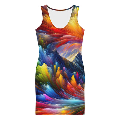 Alpen im Farbsturm mit erleuchtetem Wanderer - Abstrakt - Langes Damen Kleid (All-Over Print) wandern xxx yyy zzz XL