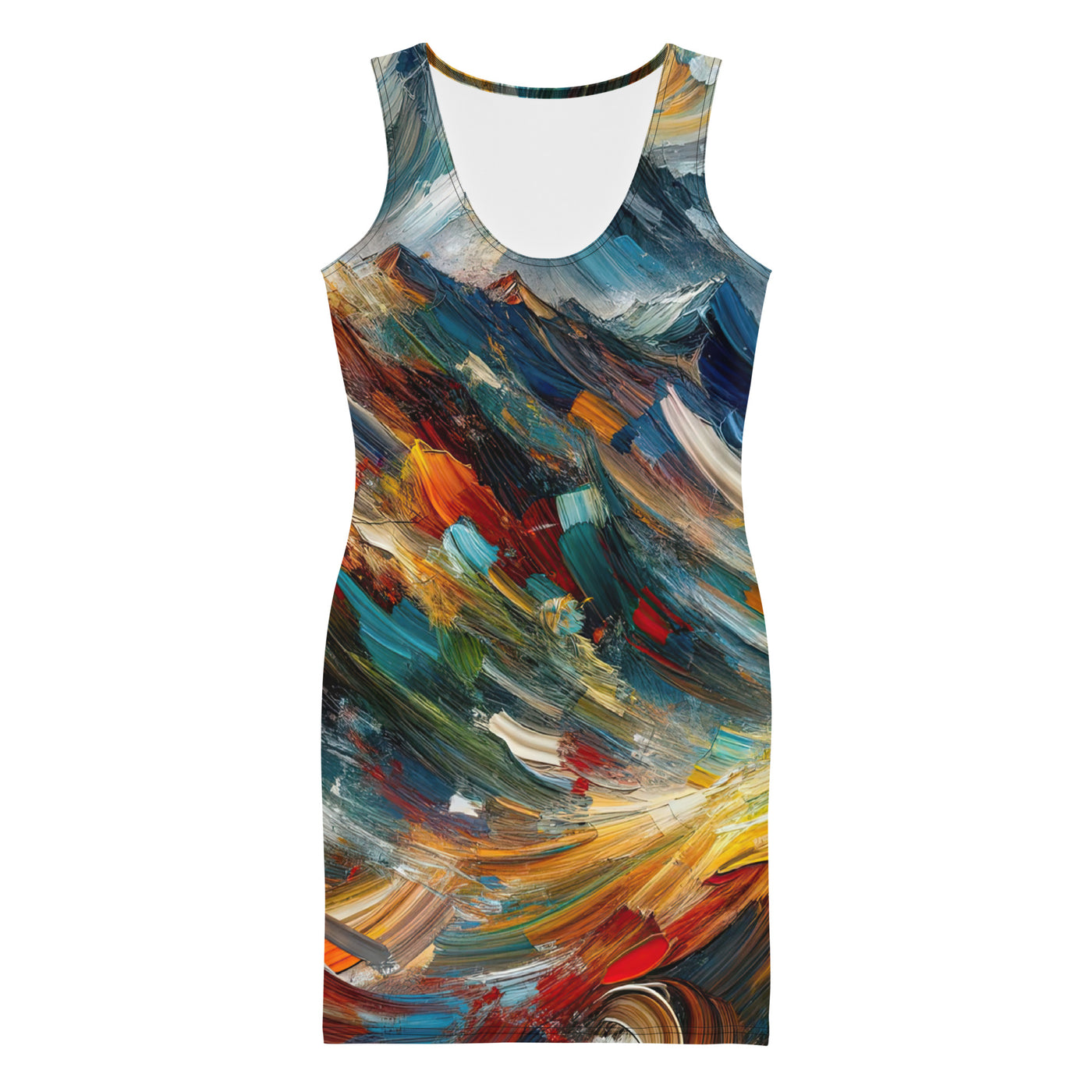 Expressionistisches Farbchaos der Alpen und Schönheit der Berge - Abstrakt - Langes Damen Kleid (All-Over Print) berge xxx yyy zzz XL