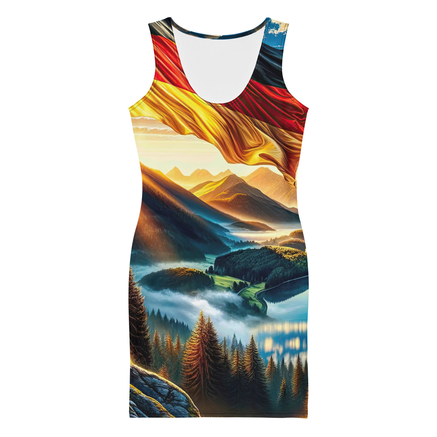 Alpen Gebirge im Morgenlicht: Kunstwerk mit Deutsche Flagge - Langes Damen Kleid (All-Over Print) berge xxx yyy zzz XL