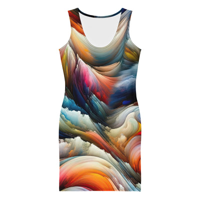 Abstrakte Kunst der Alpen mit einem Wolf. Chaotischer Tanz aus Farben und Formen. Surreale Landschaft (AN) - Langes Damen Kleid (All-Over Print) xxx yyy zzz XL