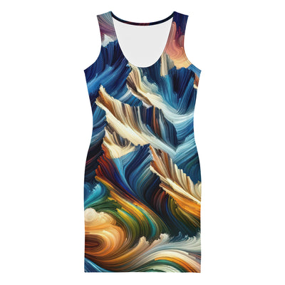 Abstrakte Kunst der Alpen mit lebendigen Farben und wirbelnden Mustern, majestätischen Gipfel und Täler - Langes Damen Kleid (All-Over Print) berge xxx yyy zzz XL