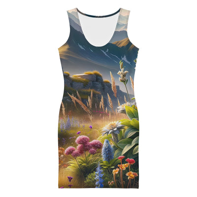 Alpine Flora: Digitales Kunstwerk mit lebendigen Blumen - Langes Damen Kleid (All-Over Print) berge xxx yyy zzz XL