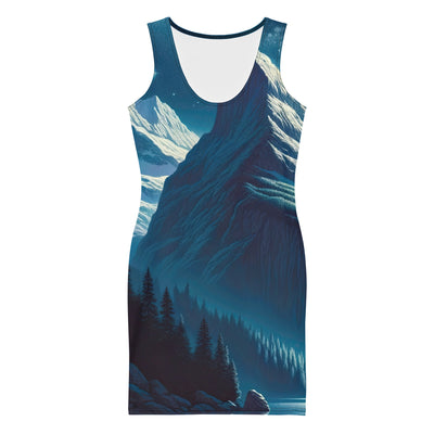 Legendäre Alpennacht, Mondlicht-Berge unter Sternenhimmel - Langes Damen Kleid (All-Over Print) berge xxx yyy zzz XL