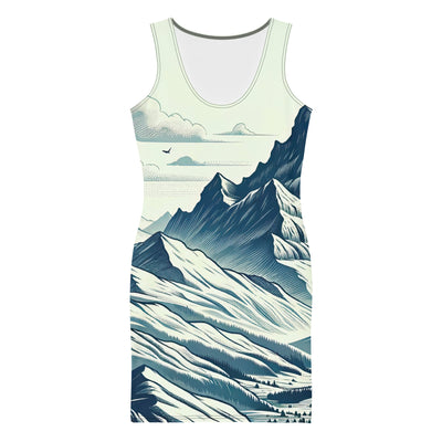 Ausgedehnte Bergkette mit dominierendem Gipfel und wehender Schweizer Flagge - Langes Damen Kleid (All-Over Print) berge xxx yyy zzz XL