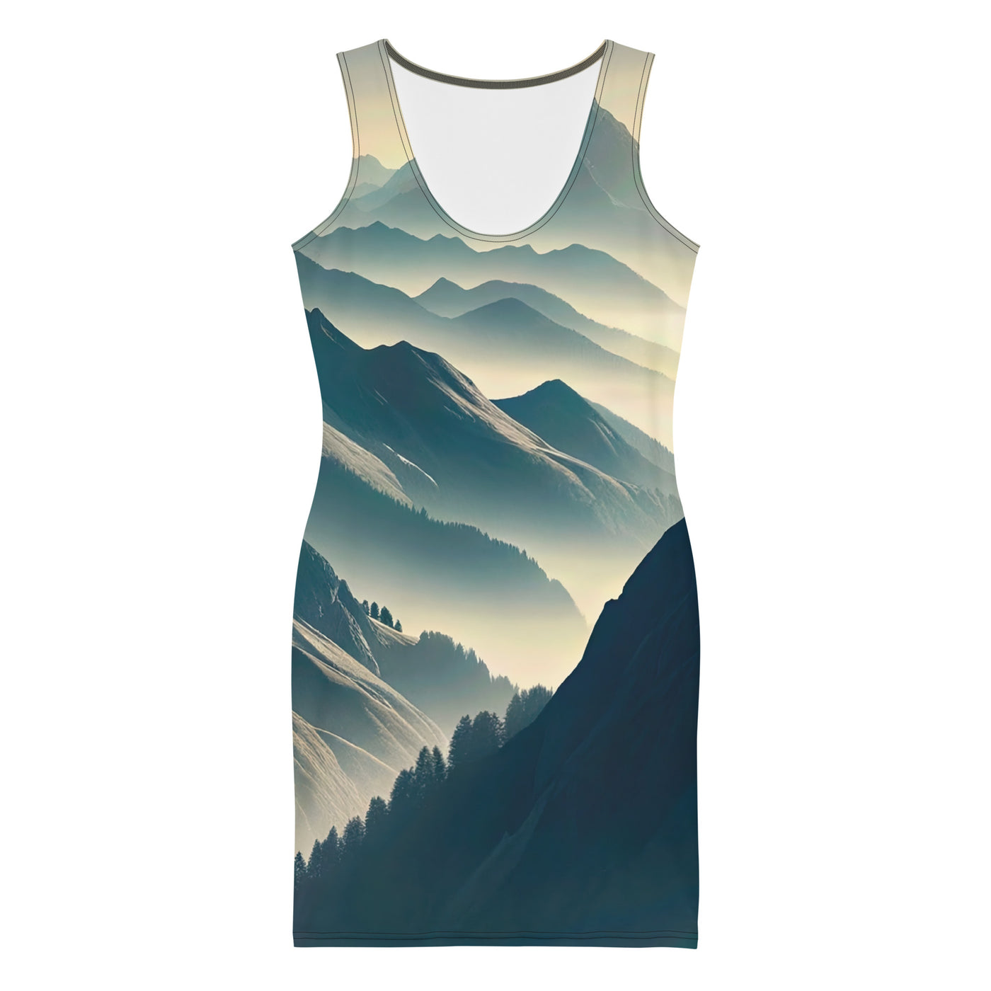 Morgendlicher Steinbock auf Alpengipfel, steile Berghänge - Langes Damen Kleid (All-Over Print) berge xxx yyy zzz XL