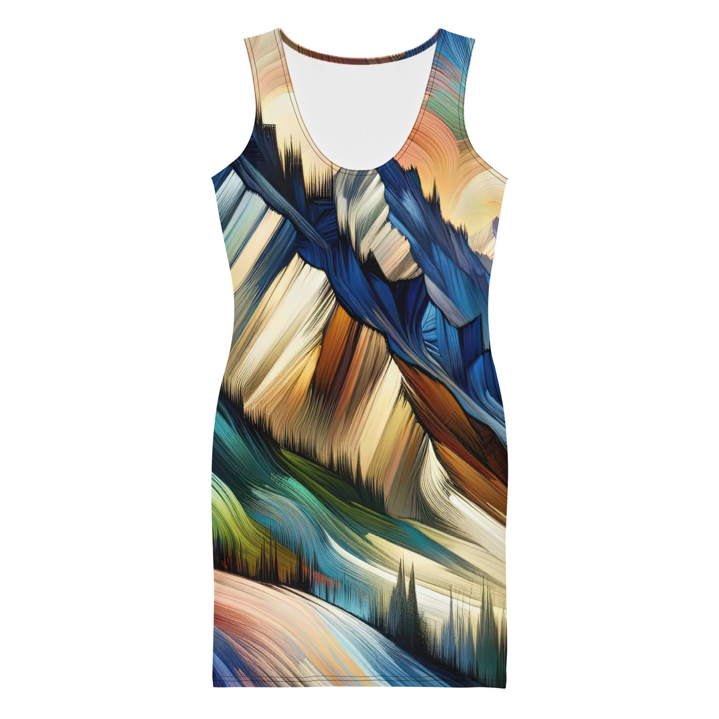 Alpen in abstrakter Expressionismus-Manier, wilde Pinselstriche - Langes Damen Kleid (All-Over Print) berge xxx yyy zzz XL