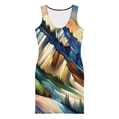 Alpen in abstrakter Expressionismus-Manier, wilde Pinselstriche - Langes Damen Kleid (All-Over Print) berge xxx yyy zzz XL