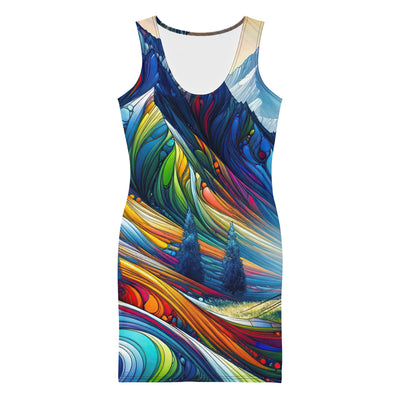 Surreale Alpen in abstrakten Farben, dynamische Formen der Landschaft - Langes Damen Kleid (All-Over Print) camping xxx yyy zzz XL