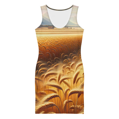 Ölgemälde eines bayerischen Weizenfeldes, endlose goldene Halme (TR) - Langes Damen Kleid (All-Over Print) xxx yyy zzz XL