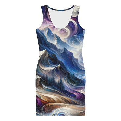 Ölgemälde der Alpen in abstraktem Expressionismus, wilde Naturdarstellung - Langes Damen Kleid (All-Over Print) berge xxx yyy zzz XL