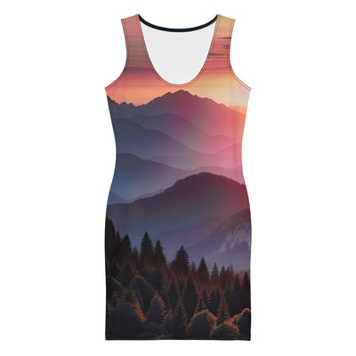 Foto der Alpenwildnis beim Sonnenuntergang, Himmel in warmen Orange-Tönen - Langes Damen Kleid (All-Over Print) berge xxx yyy zzz XL