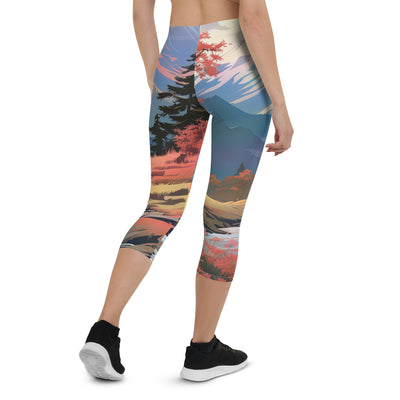 Berge. Fluss und Blumen - Malerei - Capri Leggings (All-Over Print) berge xxx