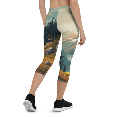 Berge, Wald und Wanderweg - Malerei - Capri Leggings (All-Over Print) berge xxx