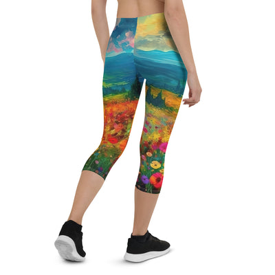 Berglandschaft und schöne farbige Blumen - Malerei - Capri Leggings (All-Over Print) berge xxx